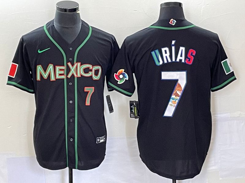 Men 2023 World Cub Mexico #7 Urias Black white Nike MLB Jersey5